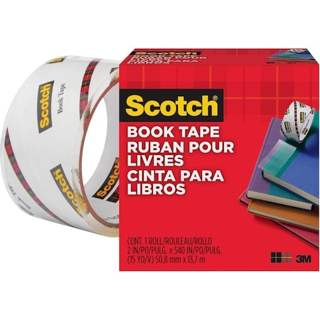 Scotch Book Tape, 3" Core Size, 2" x 15 Yards, Clear 8452